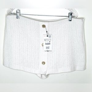 Zara Cream White Tweed Skort, Sz XL, NWT